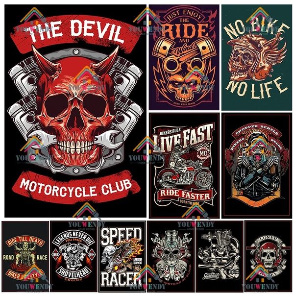 Motocicleta Retro Metal Pintura Cartel Cartel de Metal Placa Vintage Cartel de chapa Garaje Club Decoración de Pared Placa Hombre Cueva Taller Decoración 30X20cm W03