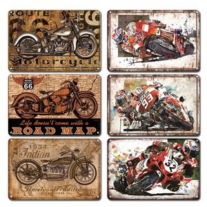 Moto rétro métal peinture Vintage Garage mur Plaque décorative homme cave Pub Bar Club décoration de la maison plaques Woo