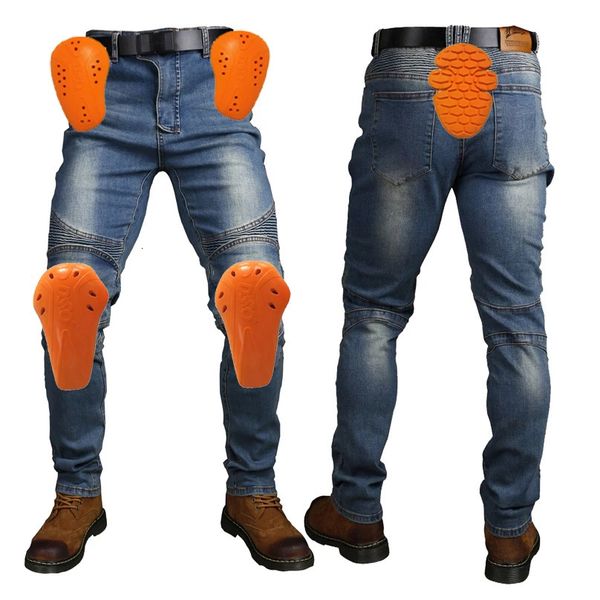 Pantalones de motociclista Pantalones de ciclismo Jeans de carreras con 5 equipos de protección anticaída Pantalones de motocross 240112