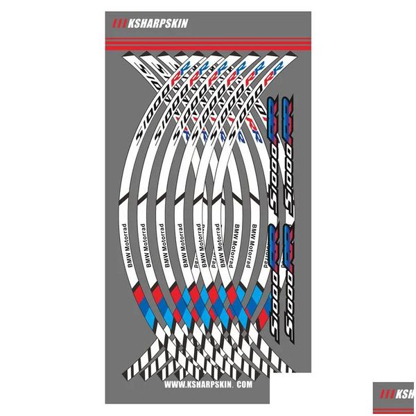 Autocollants de moto Jante réfléchissante imperméable à l'eau Réduire l'usure de la surface de la roue Bande de décalcomanie rayée Mticolor pour S1000Rr7343452 Livraison directe A Otzxl