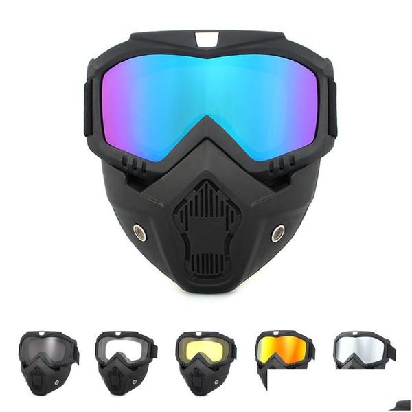Lunettes de soleil de moto 2023 Masque de lunettes d'extérieur détachables Masque de cyclisme hors route Ski Sport ATV Dirt Bike Racing Lunettes Motocross Coupe-vent Otfr0