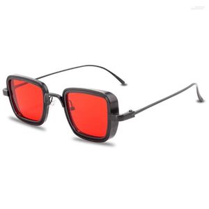 Motorfiets Zonnebril Metalen Frame Mode Zonnebril Retro Vierkant UV400 Shades Steampunk Mannen Vrouwen Eyewear