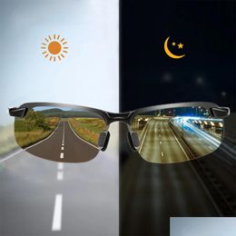 Motorfiets zonnebril pochromic zonnebril mannen gepolariseerd Driving kameleon bril Mannelijk Verander kleur Sun dag Nacht Visie Drivers oog DHJ1G