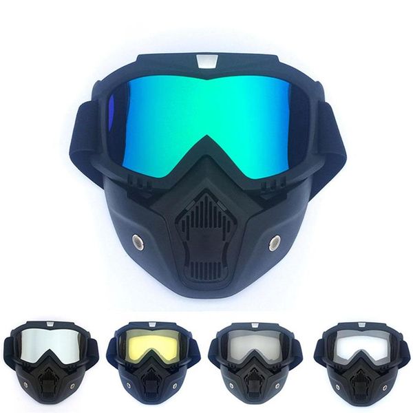 Gafas faciales tácticas para motocicleta deportes al aire libre esquí Moto viento a prueba de polvo Retro Unisex casco de ciclismo desmontable Mask259N