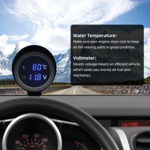 Thermomètre à moto Gauge de température numérique de moto numérique + voltmètre 2 dans 1 indicateur pour la voiture avec capteur de température d'eau de 10 mm