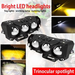 Motocicleta Tres oculares Spotlight CAR ELÉCTRICE LED LEACH Batería Fuerte Agua Modificada de láser Modificado Floneo de láser lejos y casi impermeable integrado