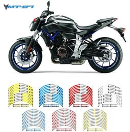 Autocollants de protection de bande de bord intérieur de pneu de moto alerte de sécurité réfléchissante de nuit autocollants durables pour Yamaha MT07 MT071154971