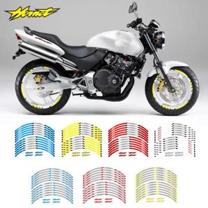 Motorband wielen veelkleurige streepstickers antikras reflecterende beschermingsstickers 12 stuks voor Honda Hornet 250 400 9002500722