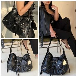 Sac fourre-tout pour moto Y2K, tout nouveau, noir, gothique, mode, messager, de haute qualité, grand, 2024, 20240226