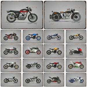 Motorfiets Vintage Metal Posters Racing Decoratieve blikjes Auto Club Wall Art Plaques for Modern Home Garage Decor Aesthetics 20x30cm WO3