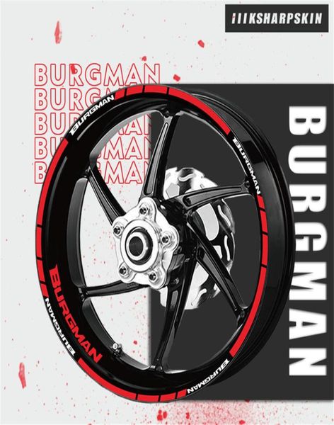 Décoration de roue moto Autocollants Réflective Sécrantes de protection à rayures annexes Inner Rouvreau durable Ensemble pour Suzuki Burgman Burgman8922344