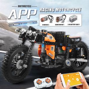 Bloques de construcción de motocicletas de carreras rápidas motorizadas MOULD KING 23005, coche de alta tecnología, aplicación de MOC-17249 RC, ladrillos educativos para niños, regalos de Navidad, juguetes de cumpleaños para niños