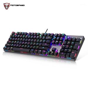 MOTOSPEED 104 Russe Anglais Profession Gaming Clavier Mécanique Filaire 104 Touches Réel RVB LED Rétro-Éclairé Anti-Ghosting pour Game1