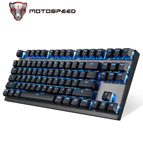 Motospeed GK82 Type-C 2.4G Tastiera da gioco meccanica wireless/cablata Interruttore rosso a 87 tasti Retroilluminazione a LED ricaricabile PC portatile