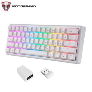 Motospeed SK66 Bluetooth 5.0 sans fil 2.4G USB 3 modes clavier de jeu mécanique Hot Swap RGB rétro-éclairé 61 touches clavier d'ordinateur HKD230808