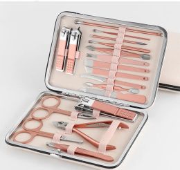 Moulures 18pcs Pédicure en acier inoxydable Clipper professionnel Cliticule Eagle Hook Hook Twezer Manucure Beauty Tools Kit