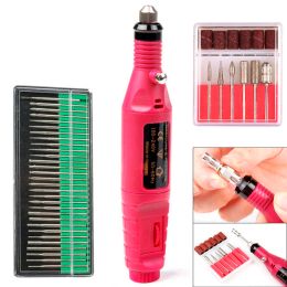 Moulures 20000rpm MINI Electric Drill Manucure Hine Drill Nail Fort Nail Drill With Nail Dring Bits Pédicure Conseils Fichier de manucure Polon