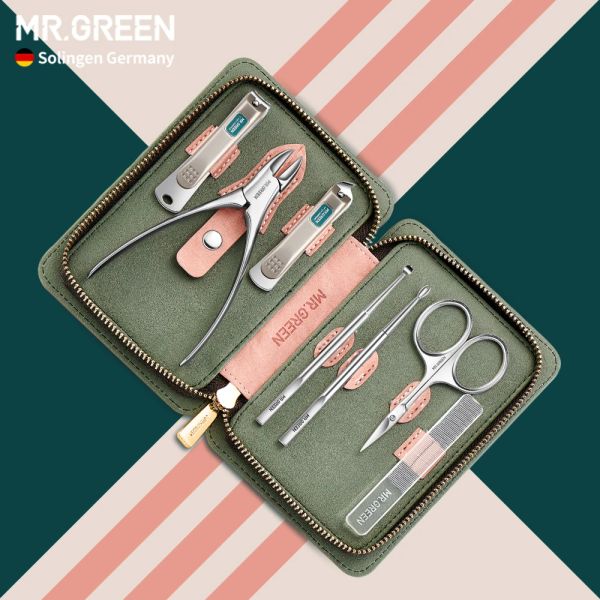 Molduras Mr.Green Manicure Set Kit de uñas Pedicura de acero inoxidable Cutter Cutter Cutter Box Regalo Caja de arte de uñas Profesionales