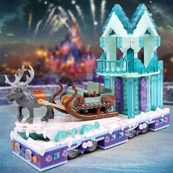 Invierno Palacio de nieve Elk trineo desfile de cristal flotador bloques de construcción modelo de princesa de ensueño MouldKing ladrillos juguetes educativos para niños regalos de cumpleaños de Navidad para niños