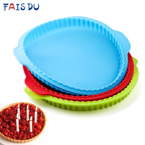 Moules 10 pouces pizza vague ronde Silicone Baking Bishing Cookie Pain pain Pizza Parte tarte Tarte Tray Meuf Moule de gâteau Moule de cuisine