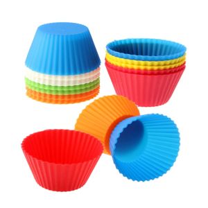 Molds 12 pc's/Set Cupcake Muffin Diy Mold Silicone Cake Cup Chocolade Round Baking Mold XQMG