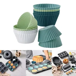 Moules 12pcs / réglage du gâteau de silicone moule à bouffins à muffins Moules de boulangerie Silicone Mini gâteau à gâteau Moule de moule bricolage