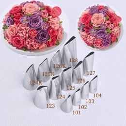 Moulds 13pcs Rose Petal Pastry Nozzles Fondant Cake Cupcake Baking Tool Stainless Steel Confectionery Cream Decorating Icing Piping Tip