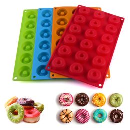 Vormen 18 holte mini siliconen donut schimmel anti -aanbak chocolade schimmel diy koekjes dessert bakpanschaal cake cake decoreren gereedschap bakware