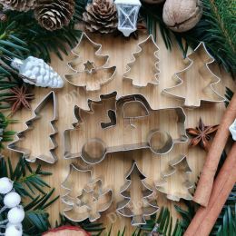 Molds 1pc Christmas Biscuit Mold roestvrijstalen steeltruck Tree Cookie Cutters voor Navidad Party Home Decoration Supply Diy Baking Tools