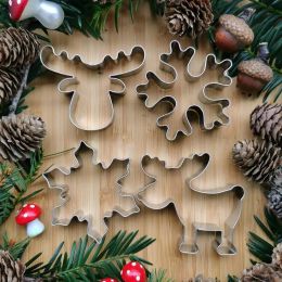 Molds 1pc Christmas Cookie Mold Carton Deer Sneeuwvlokken Roestvrijstalen koekje Cutter Mold voor Navidad Party Supply Diy Baking Tools