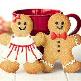 Molds 2 stks Gingerbread Cookie Cutter roestvrij stalen koekjes snijder mal Kerstcake Fondant Pastry Mold Xmas Keuken Bakgereedschap