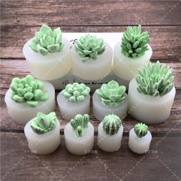 Moules 3D Cactus arbre succulents Moule de silicone pour gelée de glace au chocolat Câteau gypse de cire de cire de béton