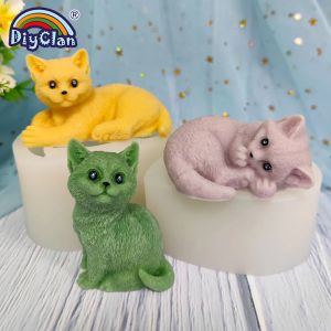 Molds 3D Cat Silicone Mold Kittens Model Baking Chocolate Mousse Dessert Fondant Cake Decorating Tools Diy Candle Soap Resin Mold