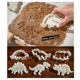 Molds 3D Dinosaur Cookie Cutters Dinosaur Biscuit Embossing Mold Fondant Dessert Baking Plastic Mold voor Gingerbread Cake Decor Tool