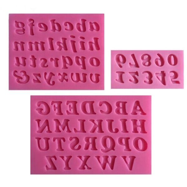Moldes 3pcs/set Número de letra moldes de silicona herramientas de decoración de pasteles de fondant
