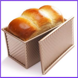 Mallen 450Gloaf Pan met dekbrood bakvormige cake toast antastastbox met deksel goud aluminiseerde stalen broodvormbroodmal