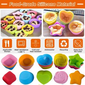 Molds 5/25/40 Pack 5 willekeurige stijl kleur siliconen cupcake muffin bakbekers liners herbruikbare anti -aanbak cake mallen sets bakbekers