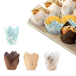 Moulds 50Pcs Cupcake Paper Cups Tulip Muffins Paper Moulds Cup Case Cupcake Liner Baking Tools Cake Wrapper For Wedding Party Accessory