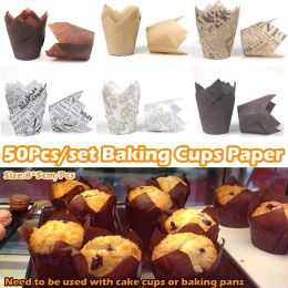 Moules 50pcs / Set Tasses à pâtisserie jetables gâteaux en papier gâteau à muffins à cupcak