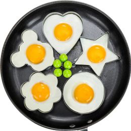 Vormen 5 stks/set roestvrijstalen gebakken eierpannenkoek Shaper omelet mal mal frituren ei kookgereedschap keukenaccessoires gadget ringen