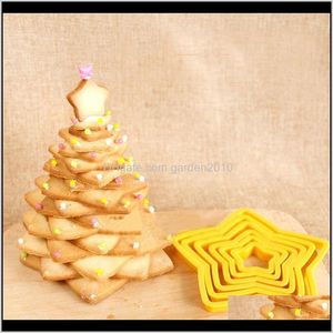 Mallen 6 stksset Cookie Stars Shape Fondant Biscuit Cutter Mold 3D Cake Bakken Tool Decorating Gereedschap PYGXB 3MBFK