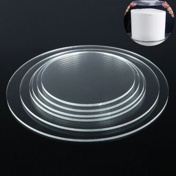 Moules 7 Taille Rond Round Cake Disks 2 mm Certe Extrudé Cercle Extrudé Acrylique Stand de plateau DIY Topper de gâteau réutilisable outil de décoration