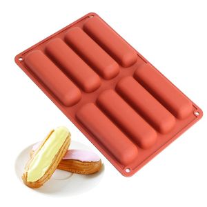 Vormen 8 holte Twinkie Siliconen schimmel Cake Pan Eclair Puff Baking Mold Nulstick Granen Energy Bar Maker Chocolade Truffels Butter Mold