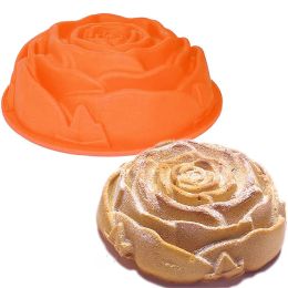 Mallen 9,45 "Big Rose Flower Birthday Cake Mold Silicone Cake Bak Pan Siliconen Mold voor jubileum Cheesecake Bread Loaf Mold