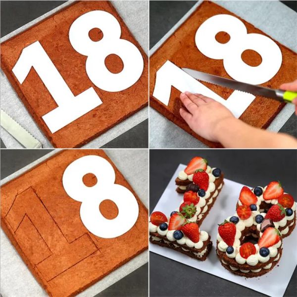 Moules 9pcs / Set Moules pour gâteaux Plastique Numéro d'alphabet Gâteau Moules Moule Cake décoration d'outils fondants
