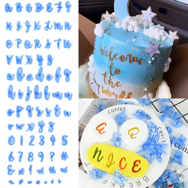 Moules alphabet numéro de lettre de gâteau biscuits mouleurs cutter 3d biscuit tampon fondant câteau gâteau en soulèvement moule biscuit outils des biscuits accessoires