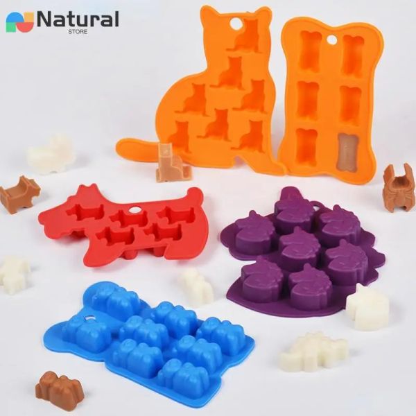 Moules animal ours chat forme de boulangerie en silicone moule lapin chien os licorne gâteau chocolat bonbon gelée de glace de glace mousie de bougie de fabrication de bougie