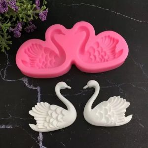 Molds Paar Swan Siliconen Mold 3D Fondant Cake Decoratie Schimmel Soap Mallen Chocolade Cookie Pastry Baking Tool Kitchen Accessoires