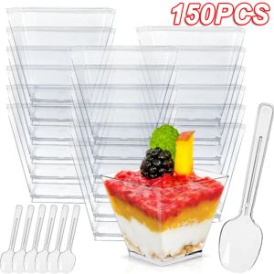 Mallen Wegwerp Plastic Mousse Cup Ladder Vormige Cup Pudding Cup Dessert Cake Cup voorgerecht Jelly Yoghurt Mousse Baking Cup