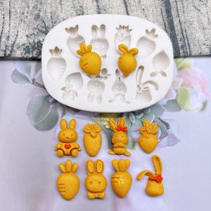 Moules Pâques Bunny lapin radis en silicone sucrecraft moule outils de résine Cupcake boulangerie Moule de gâteau fondant outils de décoration de gâteau